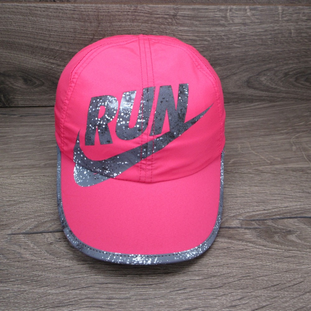 Nike Hat Cap Womens Strap Back Pink RUN Featherlight Dri-Fit Running Athletic